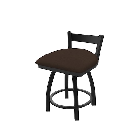 Holland Bar Stool Co 18" Low Back Swivel Vanity Stool, Black Wrinkle, Rein Coffee Seat 82118BW025